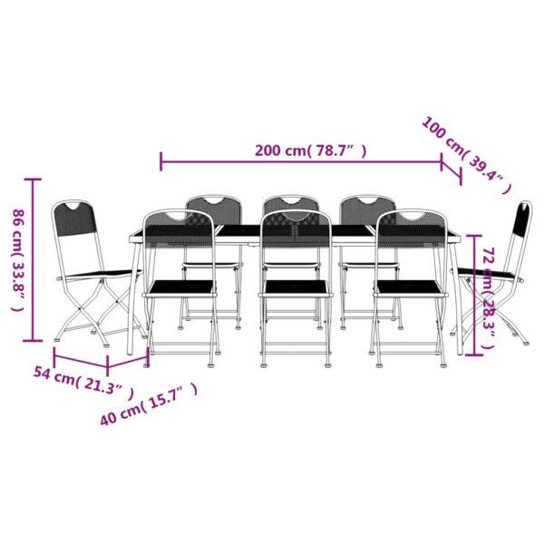 vidaXL 9 Piece Patio Dining Set Anthracite Metal Mesh - Image 9