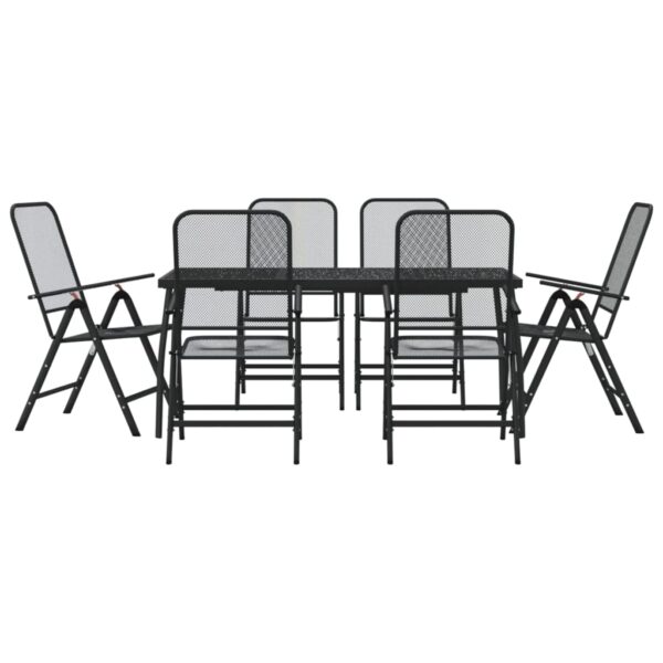 vidaXL 7 Piece Patio Dining Set Anthracite Metal Mesh - Image 2