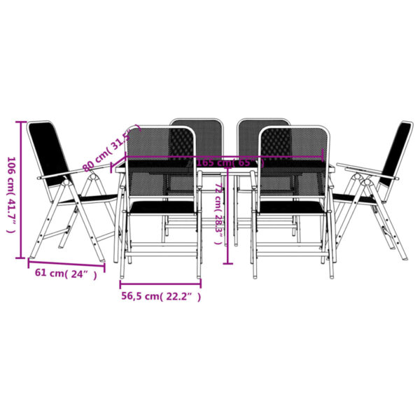 vidaXL 7 Piece Patio Dining Set Anthracite Metal Mesh - Image 10