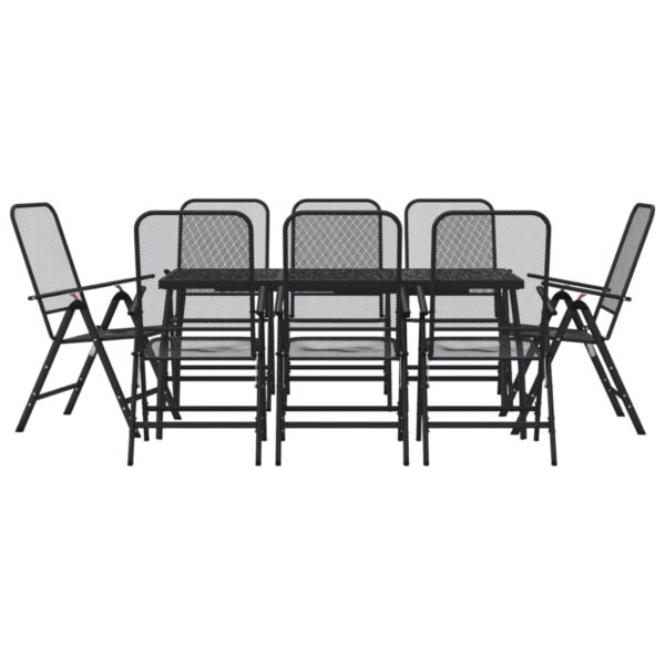 vidaXL 9 Piece Patio Dining Set Anthracite Metal Mesh - Image 2