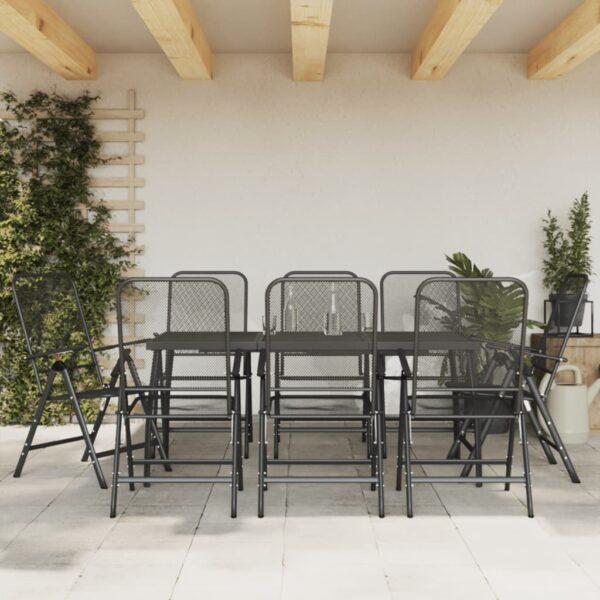 vidaXL 9 Piece Patio Dining Set Anthracite Metal Mesh