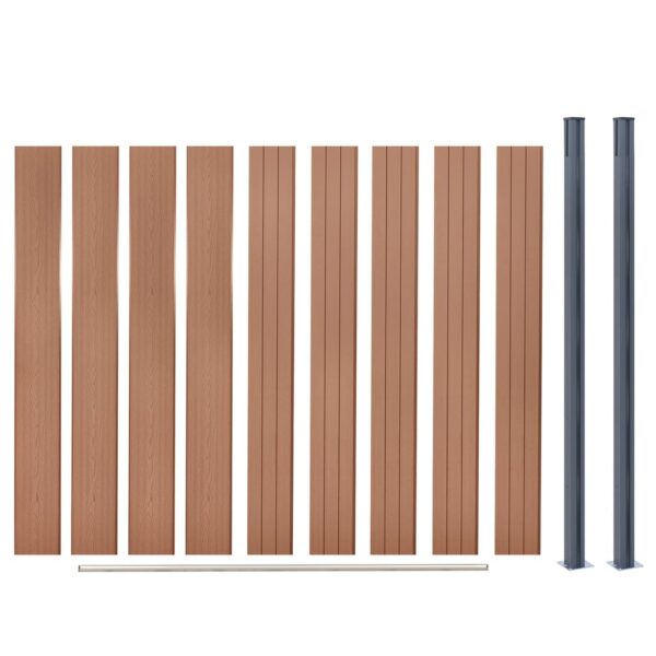 vidaXL Fence Panel Set Brown 70.9"x73.2" WPC - Image 7