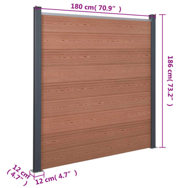 vidaXL Fence Panel Set Brown 70.9"x73.2" WPC - Image 10