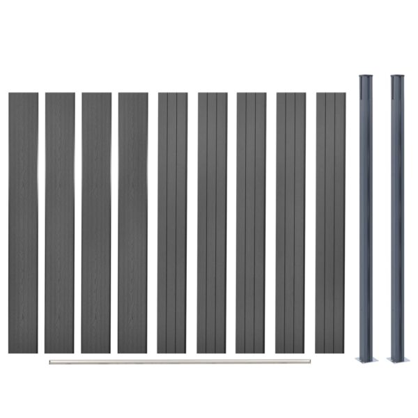 vidaXL Fence Panel Set Gray 70.9"x73.2" WPC - Image 7