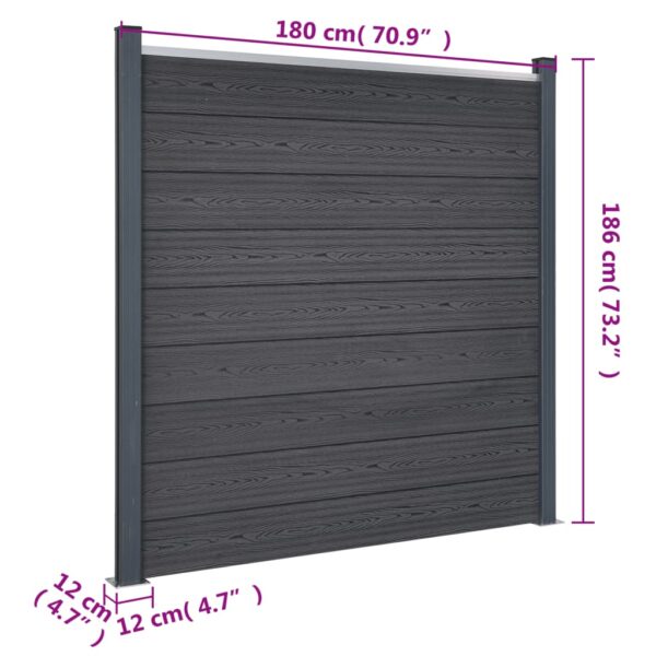 vidaXL Fence Panel Set Gray 70.9"x73.2" WPC - Image 10