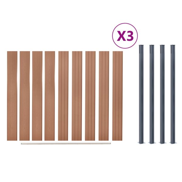 vidaXL Fence Panel Set Brown 207.1"x73.2" WPC - Image 8