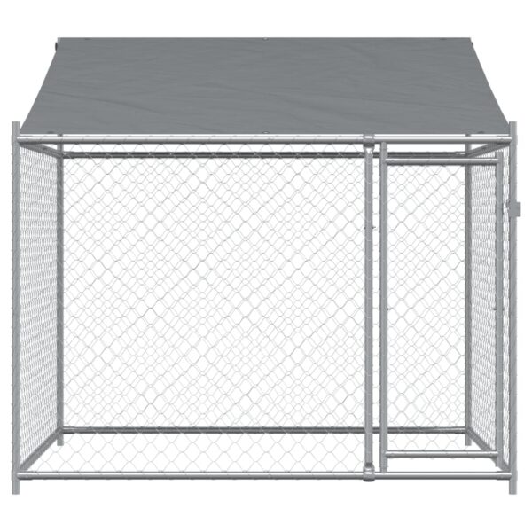 vidaXL Dog Cage with Roof and Door Gray 6.6'x6.6'x6.6' Galvanized Steel - Image 4