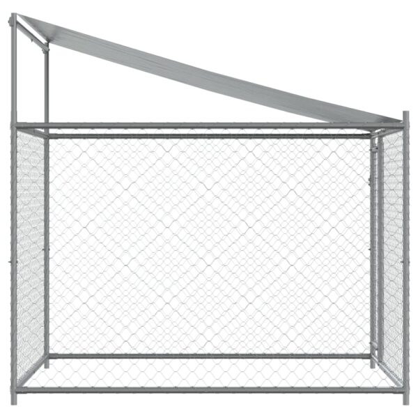 vidaXL Dog Cage with Roof and Door Gray 6.6'x6.6'x6.6' Galvanized Steel - Image 5