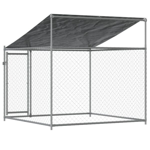 vidaXL Dog Cage with Roof and Door Gray 6.6'x6.6'x6.6' Galvanized Steel - Image 6