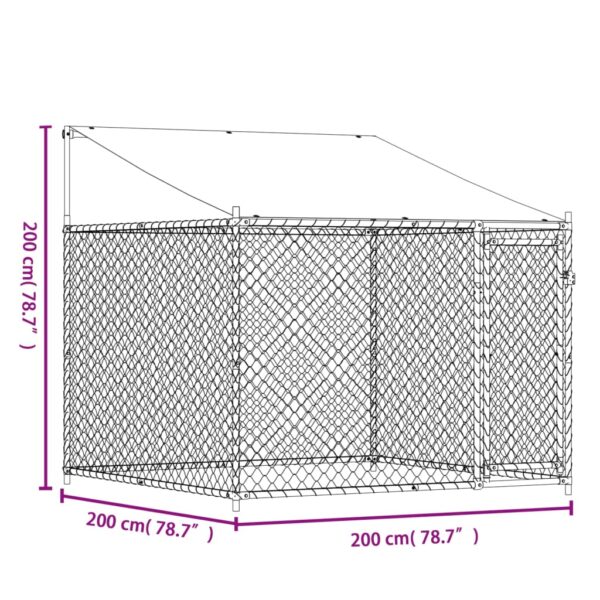 vidaXL Dog Cage with Roof and Door Gray 6.6'x6.6'x6.6' Galvanized Steel - Image 8