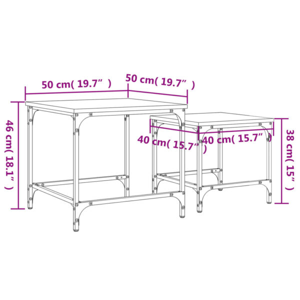 vidaXL Nesting Coffee Tables 2 pcs Smoked Oak Engineered Wood - Image 11