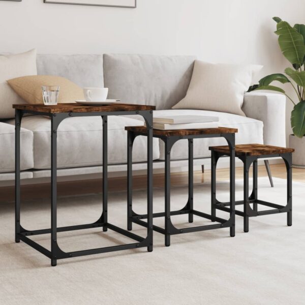 vidaXL Nesting Coffee Tables 3 pcs Smoked Oak Engineered Wood