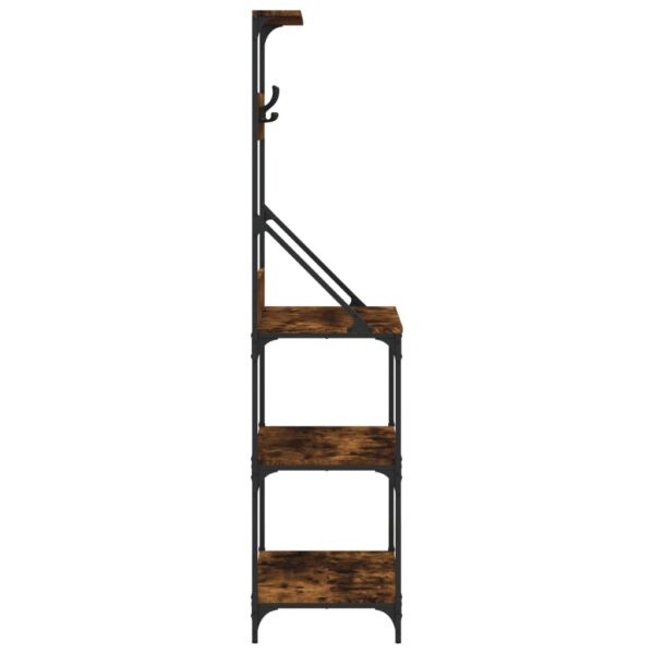 vidaXL Baker's Rack with Hooks 4-Tier Smoked Oak Engineered Wood - Image 6