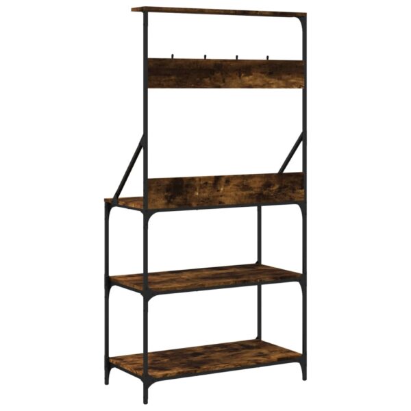 vidaXL Baker's Rack with Hooks 4-Tier Smoked Oak Engineered Wood - Image 7