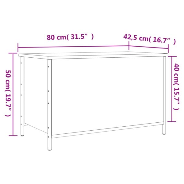 vidaXL Storage Bench Smoked Oak 31.5"x16.7"x19.7" Engineered Wood - Image 12