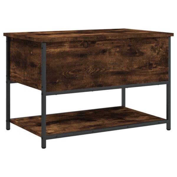 vidaXL Storage Bench Smoked Oak 27.6"x16.7"x18.5" Engineered Wood - Image 2