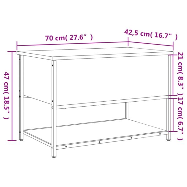 vidaXL Storage Bench Smoked Oak 27.6"x16.7"x18.5" Engineered Wood - Image 12