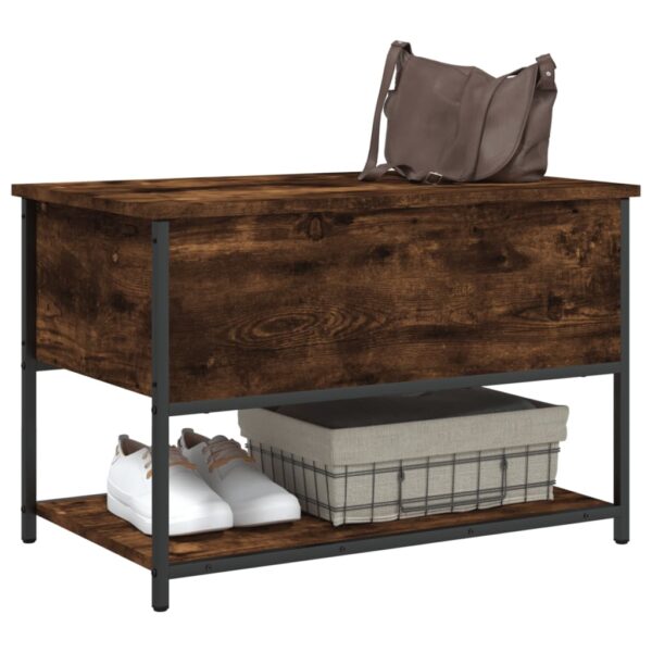 vidaXL Storage Bench Smoked Oak 27.6"x16.7"x18.5" Engineered Wood - Image 4