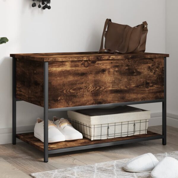 vidaXL Storage Bench Smoked Oak 27.6"x16.7"x18.5" Engineered Wood