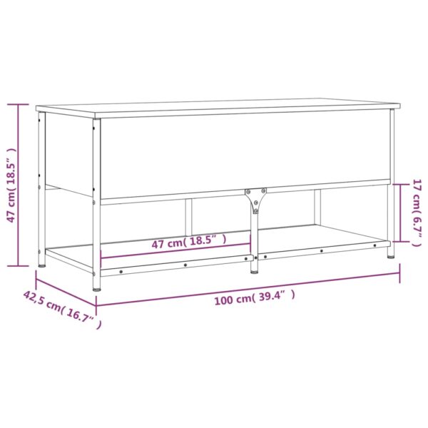 vidaXL Storage Bench Smoked Oak 39.4"x16.7"x18.5" Engineered Wood - Image 12