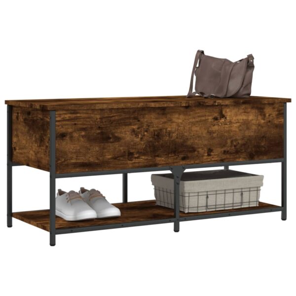 vidaXL Storage Bench Smoked Oak 39.4"x16.7"x18.5" Engineered Wood - Image 4