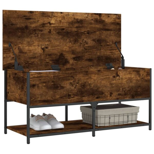 vidaXL Storage Bench Smoked Oak 39.4"x16.7"x18.5" Engineered Wood - Image 5