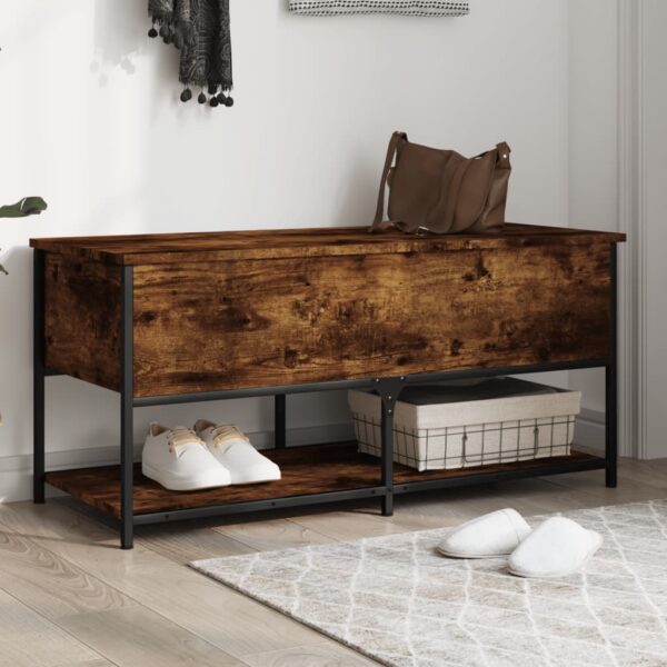 vidaXL Storage Bench Smoked Oak 39.4"x16.7"x18.5" Engineered Wood