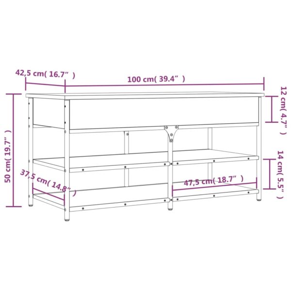 vidaXL Shoe Bench Smoked Oak 39.4"x16.7"x19.7" Engineered Wood - Image 12