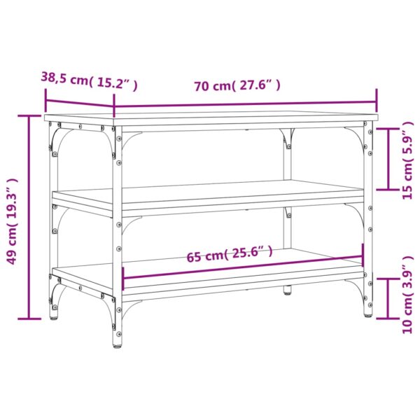 vidaXL Shoe Bench Smoked Oak 27.6"x15.2"x19.3" Engineered Wood - Image 10