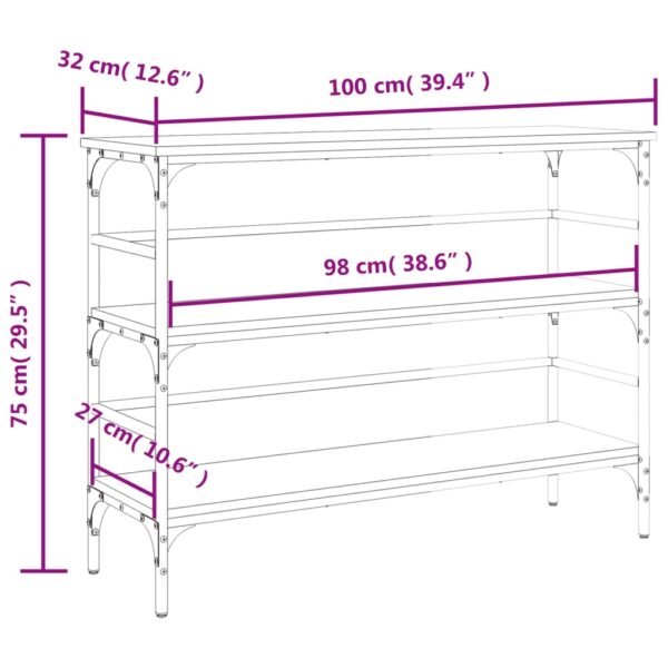 vidaXL Console Table Smoked Oak 39.4"x12.6"x29.5" Engineered Wood - Image 10