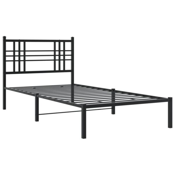 vidaXL Metal Bed Frame with Headboard Black 39.4"x78.7" - Image 2