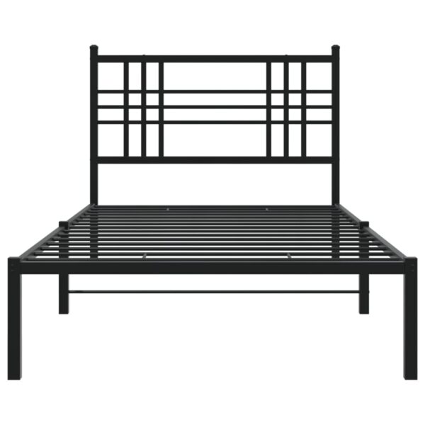 vidaXL Metal Bed Frame with Headboard Black 39.4"x78.7" - Image 4