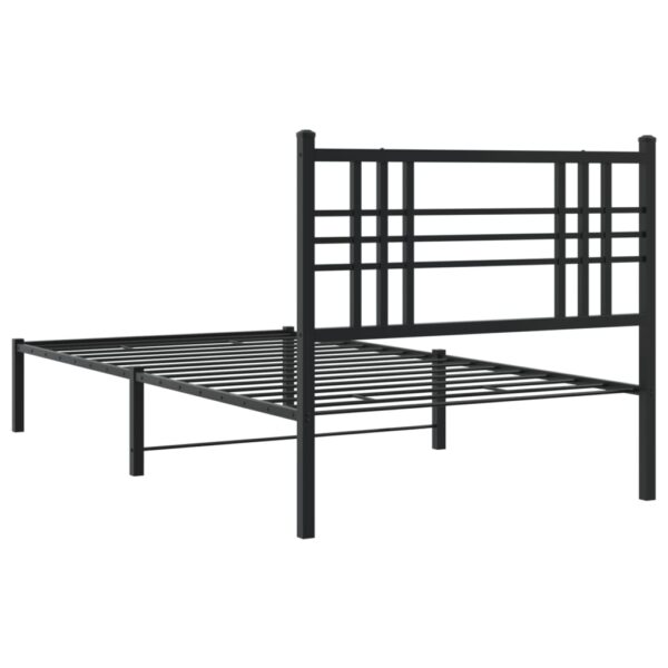 vidaXL Metal Bed Frame with Headboard Black 39.4"x78.7" - Image 6