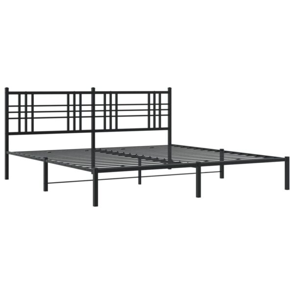 vidaXL Metal Bed Frame with Headboard Black 76"x79.9" King - Image 2