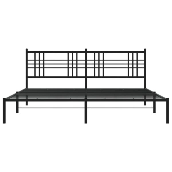 vidaXL Metal Bed Frame with Headboard Black 76"x79.9" King - Image 4