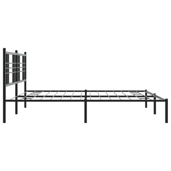 vidaXL Metal Bed Frame with Headboard Black 76"x79.9" King - Image 5