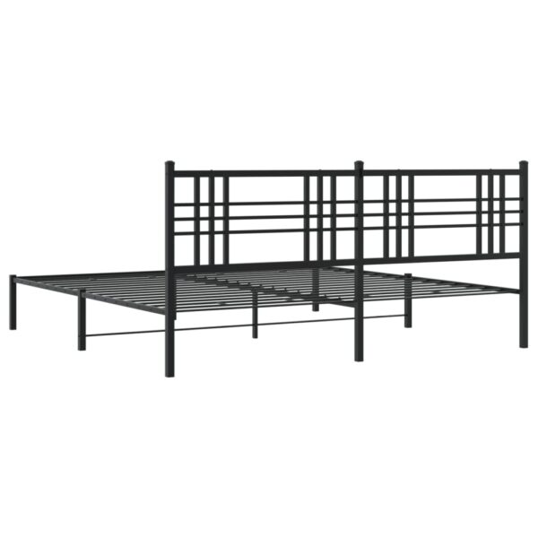 vidaXL Metal Bed Frame with Headboard Black 76"x79.9" King - Image 6