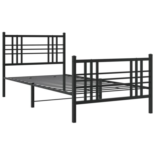 vidaXL Metal Bed Frame with Headboard and Footboard Black 39.4"x78.7" - Image 2