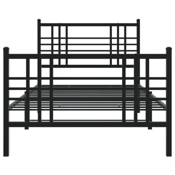 vidaXL Metal Bed Frame with Headboard and Footboard Black 39.4"x78.7" - Image 4