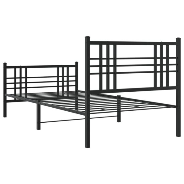 vidaXL Metal Bed Frame with Headboard and Footboard Black 39.4"x78.7" - Image 6