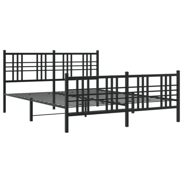 vidaXL Metal Bed Frame with Headboard and Footboard Black 59.1"x78.7" - Image 2