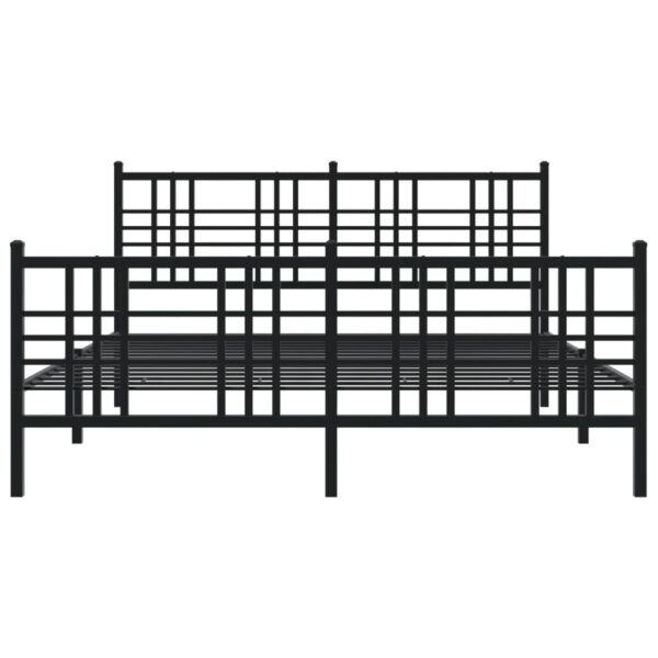 vidaXL Metal Bed Frame with Headboard and Footboard Black 59.1"x78.7" - Image 4