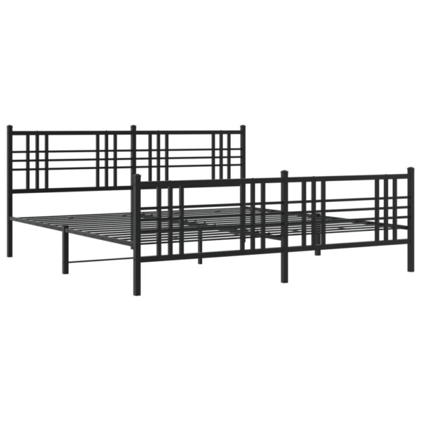 vidaXL Metal Bed Frame with Headboard and Footboard Black 76"x79.9" King - Image 2