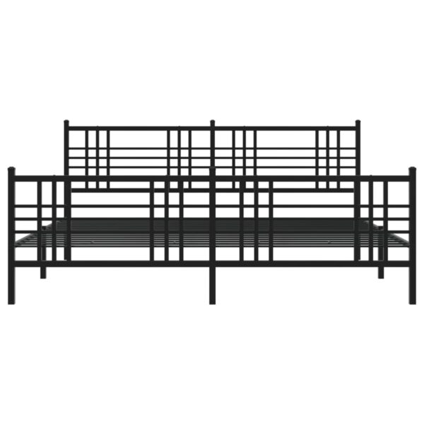 vidaXL Metal Bed Frame with Headboard and Footboard Black 76"x79.9" King - Image 4