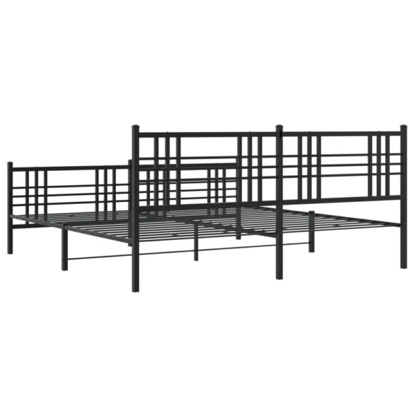 vidaXL Metal Bed Frame with Headboard and Footboard Black 76"x79.9" King - Image 6