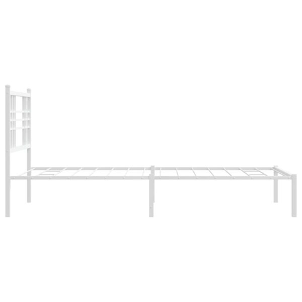 vidaXL Metal Bed Frame with Headboard White 39.4"x78.7" - Image 5