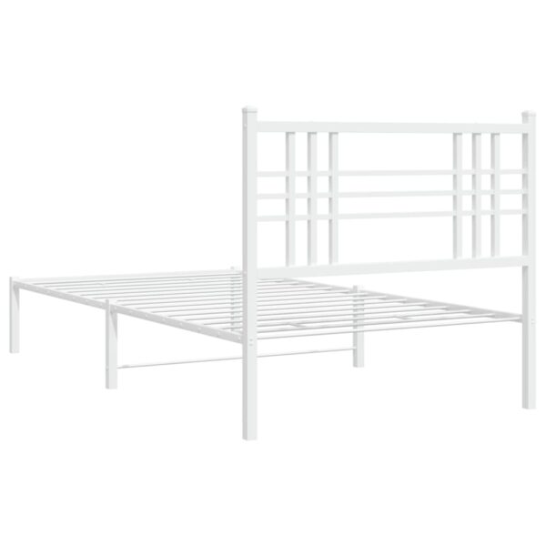 vidaXL Metal Bed Frame with Headboard White 39.4"x78.7" - Image 6