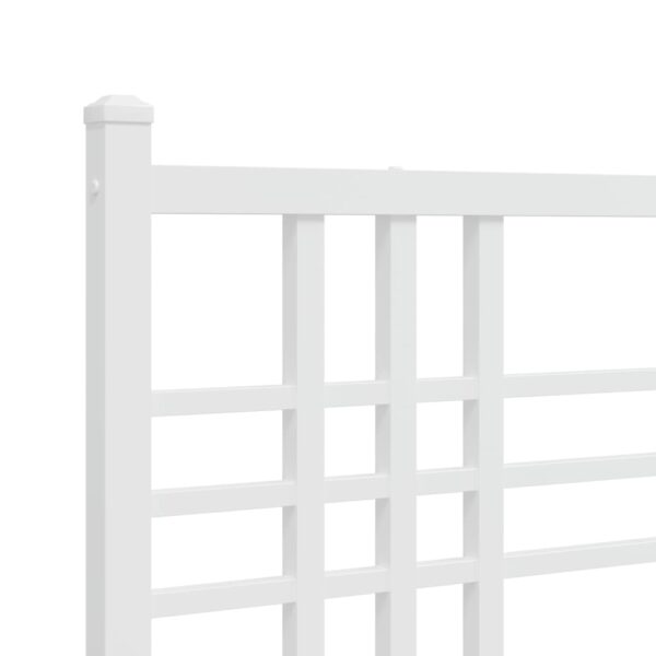 vidaXL Metal Bed Frame with Headboard White 39.4"x78.7" - Image 7