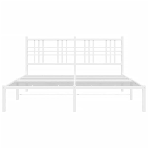 vidaXL Metal Bed Frame with Headboard White 59.1"x78.7" - Image 4