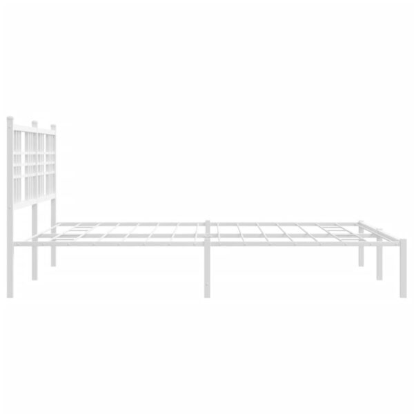 vidaXL Metal Bed Frame with Headboard White 59.1"x78.7" - Image 5